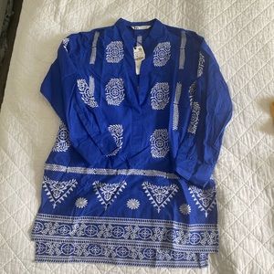 Bright blue Zara embroidered shirt